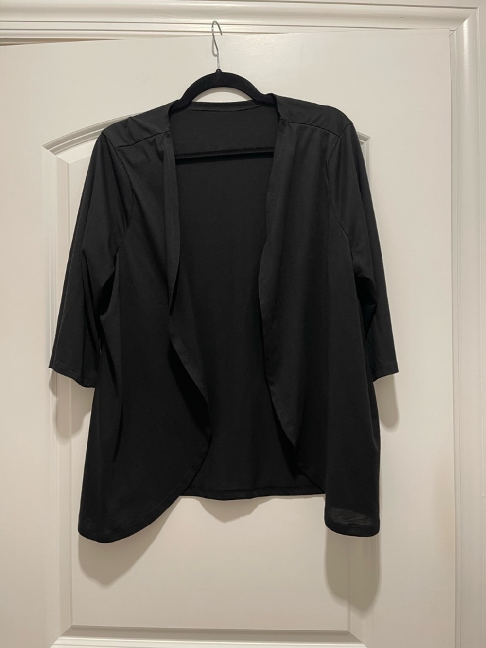 Black Open Front Draped Cardigan